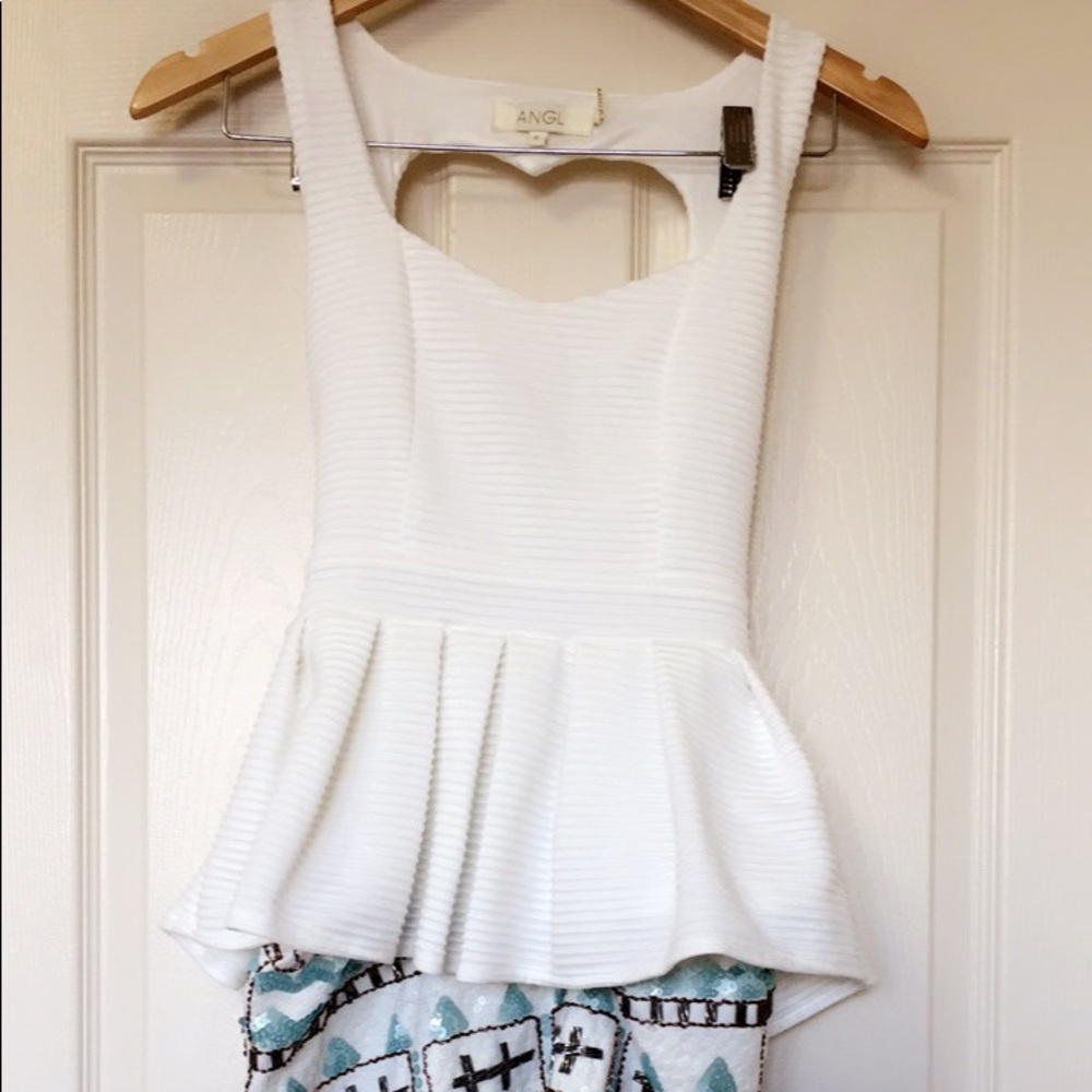 White Peplum Top